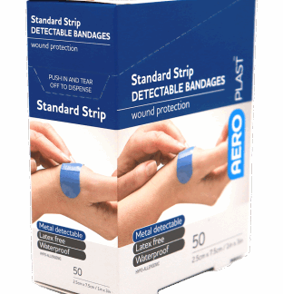 Blue Metal Detectable Plastic Bandages 1″ x 3″ (50/Bx)