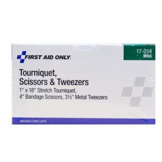 Rubber Tourniquet, Tweezers, Scissors