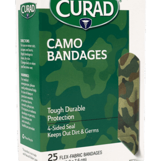 Curad Kids Green Camouflage Fabric Bandages 3/4″ x 3″ (25/Bx)