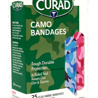 Curad Kids Camouflage Fabric Bandages 3/4″ x 3″ (25/Bx)